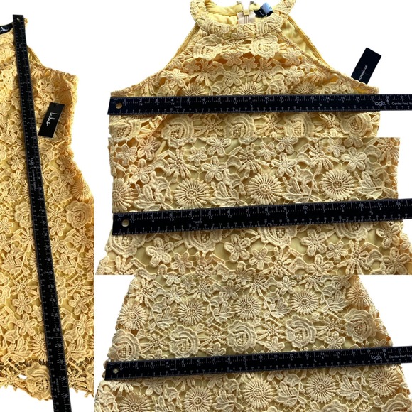 Lulus Women L Love Poem Yellow Lace Mini Dress Sleeveless Party Cocktail Elegant - Picture 4 of 16